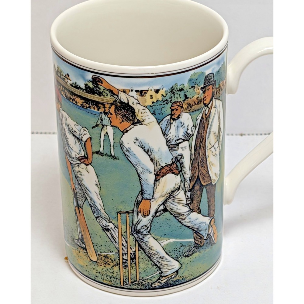 Vintage Dunoon Stoneware Cricket Match Mug Tea Coffee Scotland EUC 10 oz